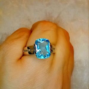 Topaz diamond  white gold ring new